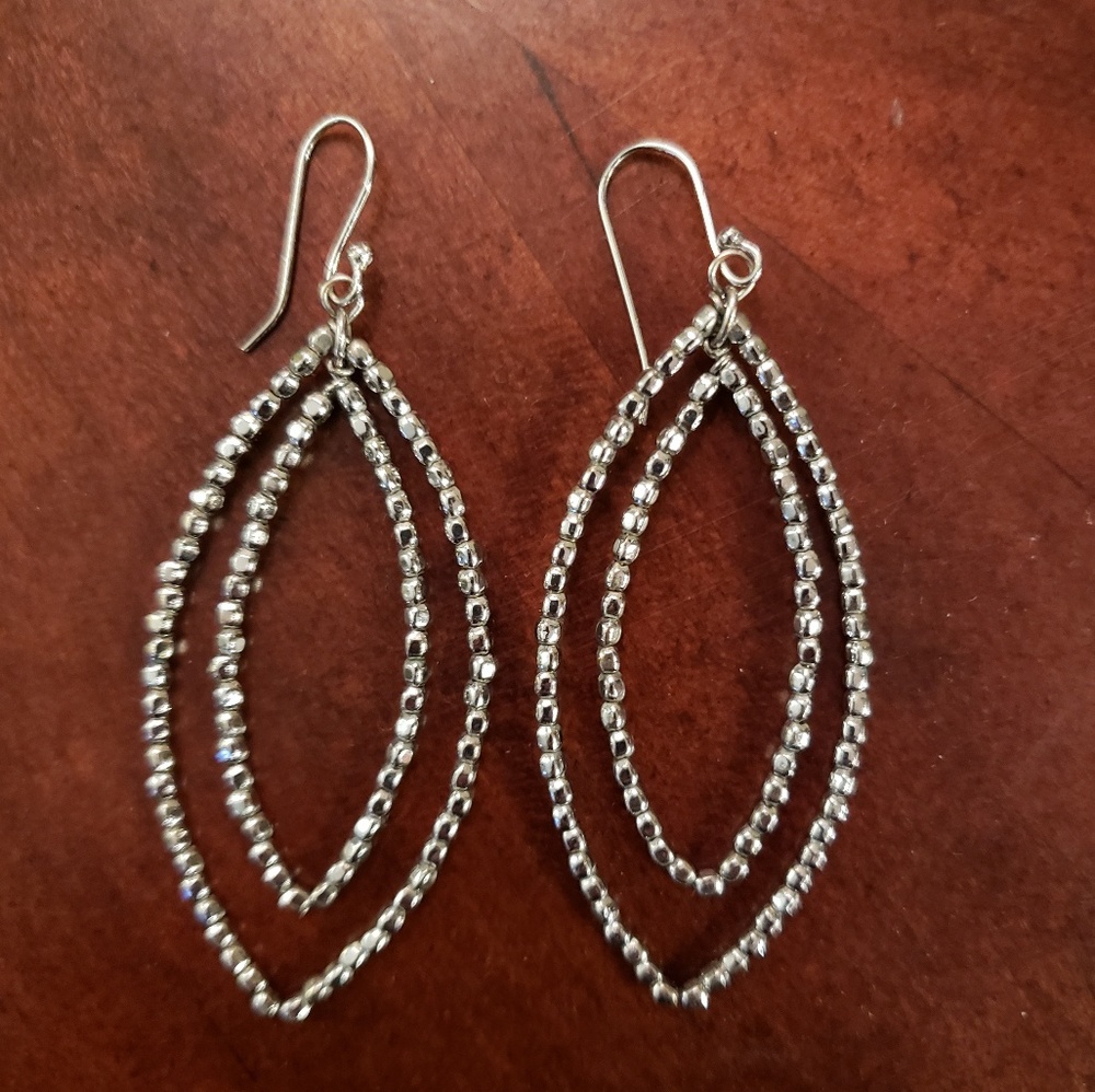 Stella And Dot Silver Bardot Hoop Earrings